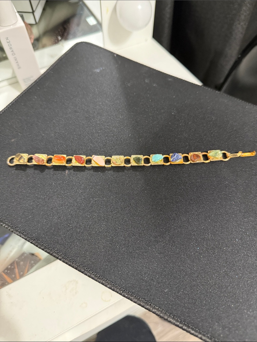 Multicolor Gemstone Gold-Plated Link Bracelet - Women Jewelry